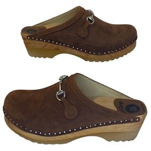Troentorp Calder Clogs Shoes Brown Nubuck Women’s Size EU 39 US 9-9.5 Horse Bit